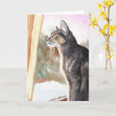 "冬日曜日"の青いアビシニア人 カード (黄色い花)