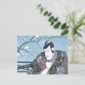冬日本の役者浮世絵歌舞伎俳優 ポストカード (スタンド正面)