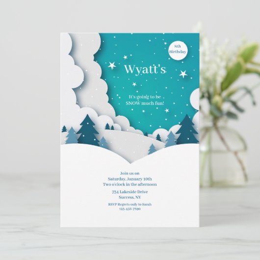 冬景観バースデーパーティ招待状 招待状 (スタンド正面)