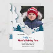 冬景観写真誕生パーティー 招待状 (正面/裏面)