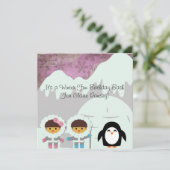 冬期おもしろいカスタマイズ誕生日招待状 招待状 (スタンド正面)