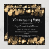 冬期引っ越し祝いパーティーエレガントパーティー金ゴールド 招待状 (正面/裏面)