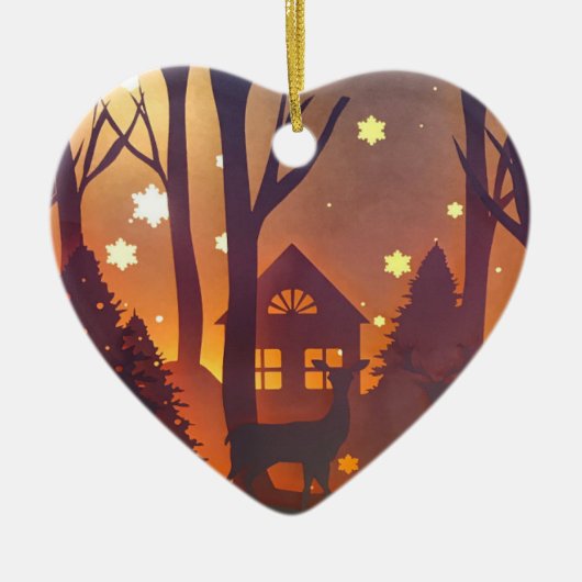 冬木夜のシカ セラミックオーナメント (正面)