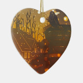 冬村の夜のシーン セラミックオーナメント (右)