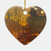 冬村の夜のシーン セラミックオーナメント (裏面)