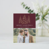 冬松きらめくバーガンディメリークリスマス シーズンポストカード (スタンド正面)