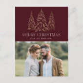 冬松きらめくバーガンディメリークリスマス シーズンポストカード (正面)
