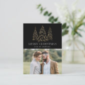 冬松きらめくブラックメリークリスマス写真 シーズンポストカード (スタンド正面)