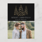 冬松きらめくブラックメリークリスマス写真 シーズンポストカード (正面)