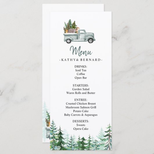 冬松の木々の森の動物たち メニュー (正面/裏面)