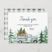 冬松の木の動物のトラックサンキューカード サンキューカード (正面/裏面)