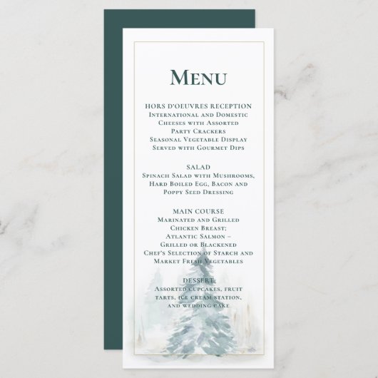 冬松雪松緑の背景メニュー メニュー (正面/裏面)