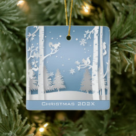 冬林とリス セラミックオーナメント