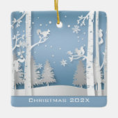 冬林とリス セラミックオーナメント (正面)