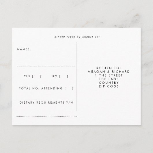 冬林の木々の結婚式のはがき ポストカード (裏面)