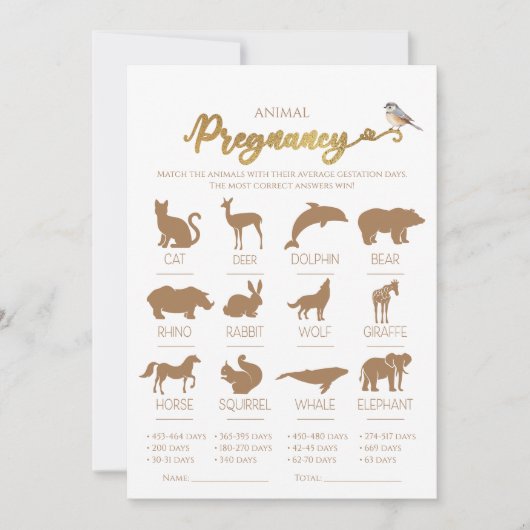 冬林動物妊娠赤ちゃんシャワーゲーム 招待状 (正面)