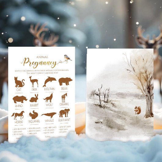 冬林動物妊娠赤ちゃんシャワーゲーム 招待状