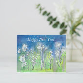 冬植物植物スケッチハッピーニューイヤー シーズンポストカード (スタンド正面)