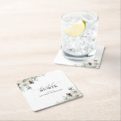 冬植物緑エレガントブライダルシャワー スクエアペーパーコースター (インサイチュ)