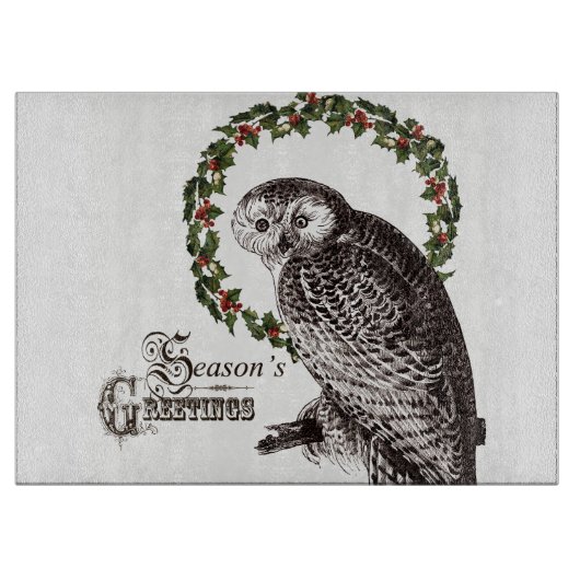 冬樹林フクロウ カッティングボード (正面)