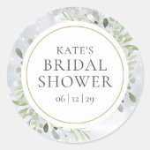 冬水カラーグリーンリーブライダルシャワー ラウンドシール (正面)