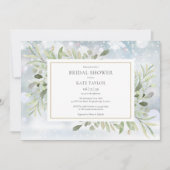 冬水カラーグリーンリーブライダルシャワー 招待状 (正面)