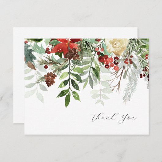 冬水カラーフローラ緑サンキューカード サンキューカード (正面/裏面)