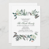 冬水カラーリースクリスマス招待状 招待状 (正面/裏面)