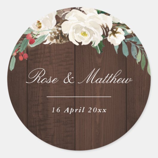 冬水カラー開花結婚シール ラウンドシール (正面)