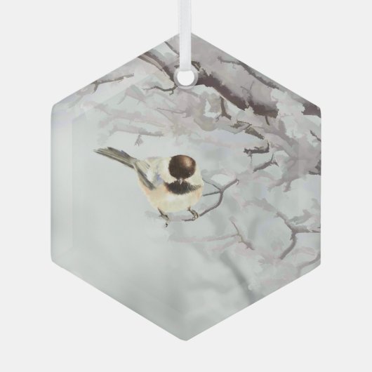 冬水カラー《鳥》アメリカゴガラ雪木霜 ガラスオーナメント (正面)