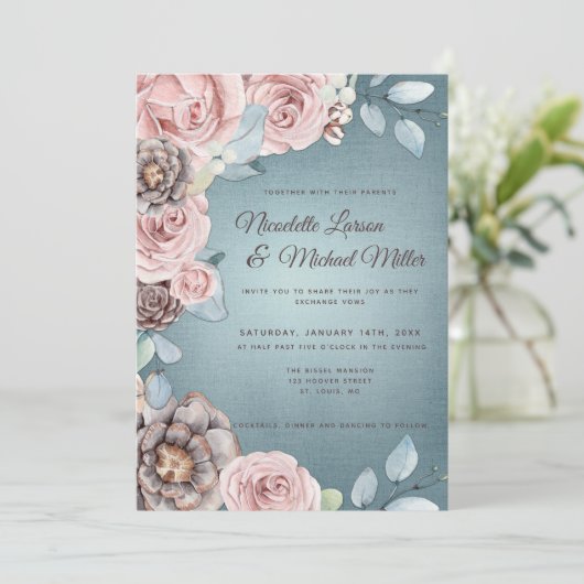 冬水色バラ結婚ズ 招待状 (スタンド正面)