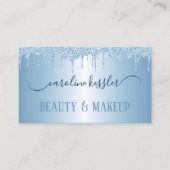 冬氷スカイブルーシルバーグリッタースパークルスドリップ 名刺 (正面)