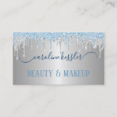 冬氷スカイブルーシルバーグリッタースパークルスドリップ 名刺 (正面)