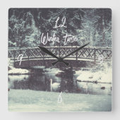 冬池 スクエア壁時計 (正面)