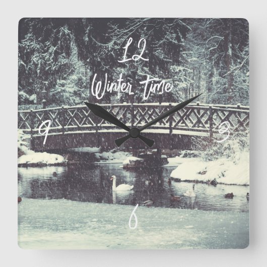 冬池 スクエア壁時計 (正面)