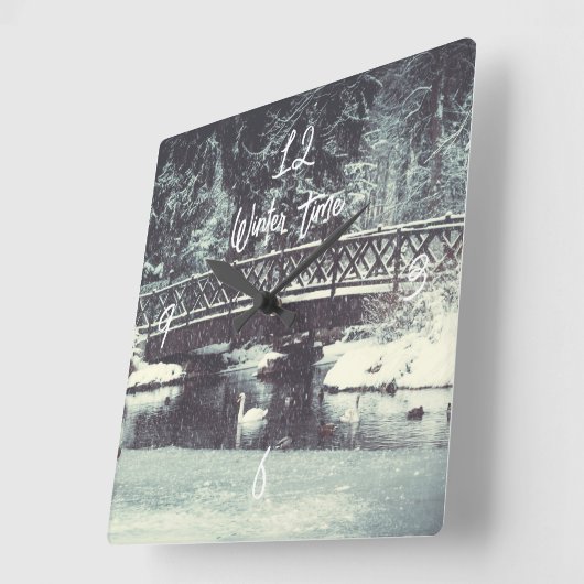 冬池 スクエア壁時計 (傾斜)