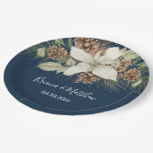 冬海軍ブルーエレガントスクリプ結婚ト ペーパープレート (アングル)