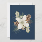 冬海軍ブルーエレガントスクリプ結婚ト 招待状 (裏面)