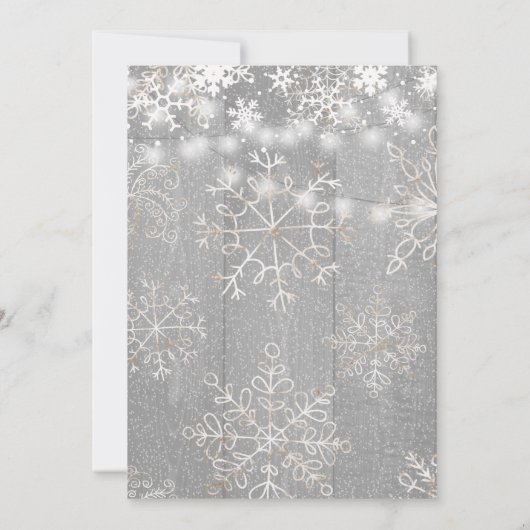 冬海軍ホワイトワンダーランド雪の降りブライダルシャワー 招待状 (裏面)