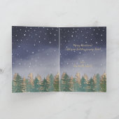 冬海軍レッドウォーター色の雪の木クリスマス カード (内部)