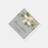 冬灰色エレガントスクリプ結婚ト スタンダードカクテルナプキン (角)