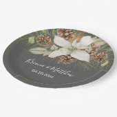 冬灰色エレガントスクリプ結婚ト ペーパープレート (アングル)