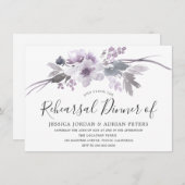 冬灰色フローラ水色リハーサルディナー 招待状 (正面/裏面)