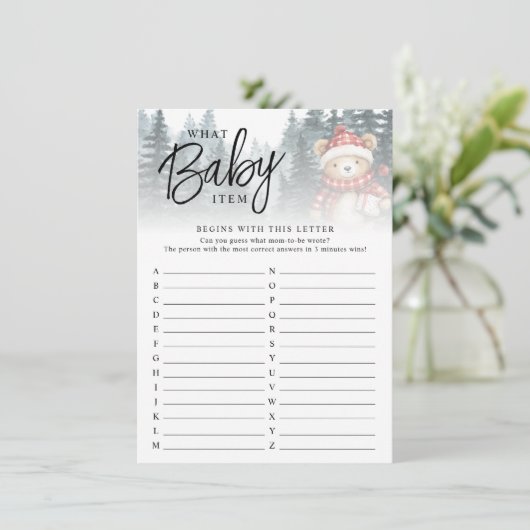 冬熊どのようなベビーアイテム赤ちゃんシャワーゲーム エンクロージャーカード (スタンド正面)