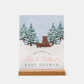 冬熊エレガント赤ちゃんシャワー歓迎サイン アクリルサイン (正面)