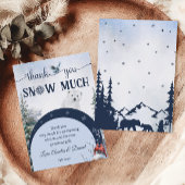 冬熊フクロウ雪多くありがとう赤ちゃんシャワー サンキューカード