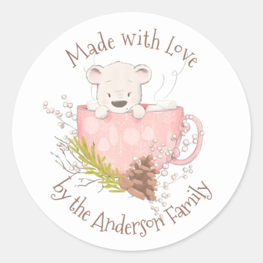 冬熊ホットココアミックスラベル ラウンドシール (正面)