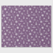 冬物ラッピング紙 – プラム+雪 ラッピングペーパー (フラット)