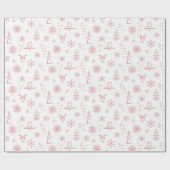 冬物ラッピング紙 – 雪+バラ ラッピングペーパー (フラット)