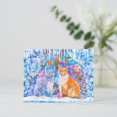 冬猫のクリスマス シーズンポストカード (スタンド正面)